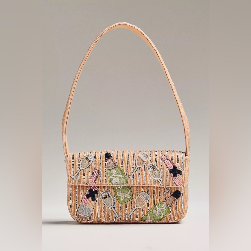 Anthropologie The Fiona Beaded Bag: Food & Drink Edition Champagne New Years